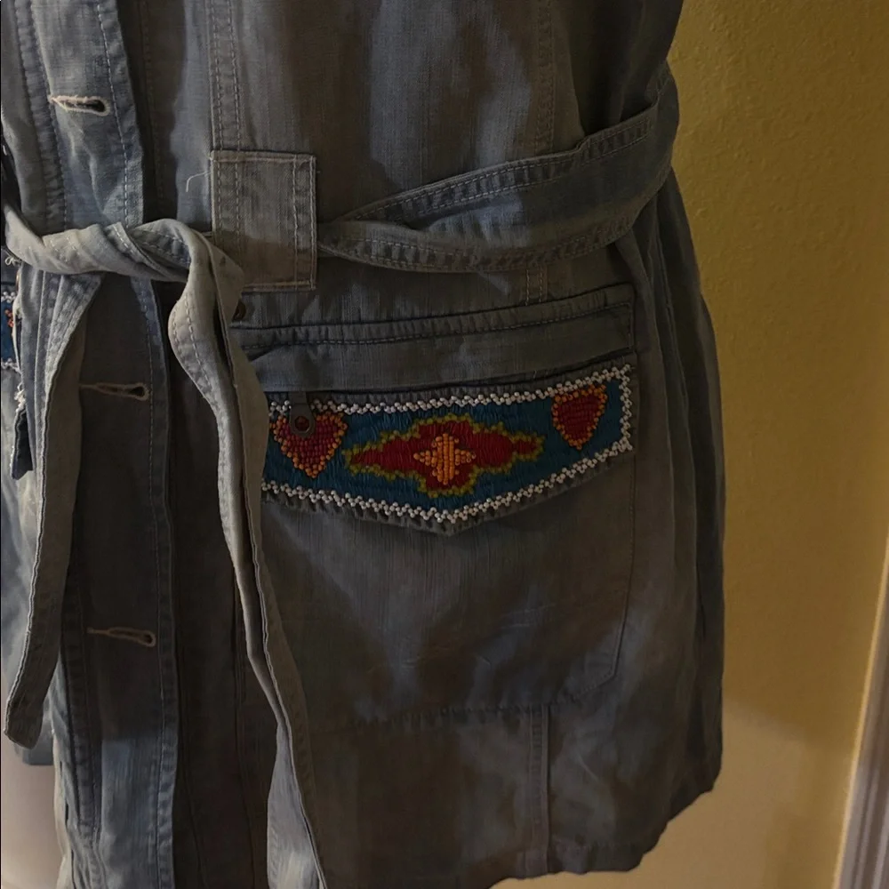 Double D Ranch Blue Denim Vest or Mini Dress with beading and Embroidery - Picture 4 of 10